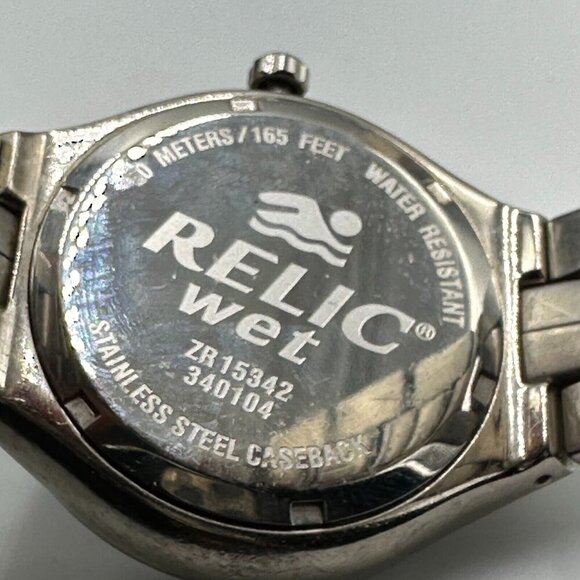 3/$30 Relic Watch Men Silver Tone Blue Day Date Multi Dial 39MM New Battery - Picture 11 of 15